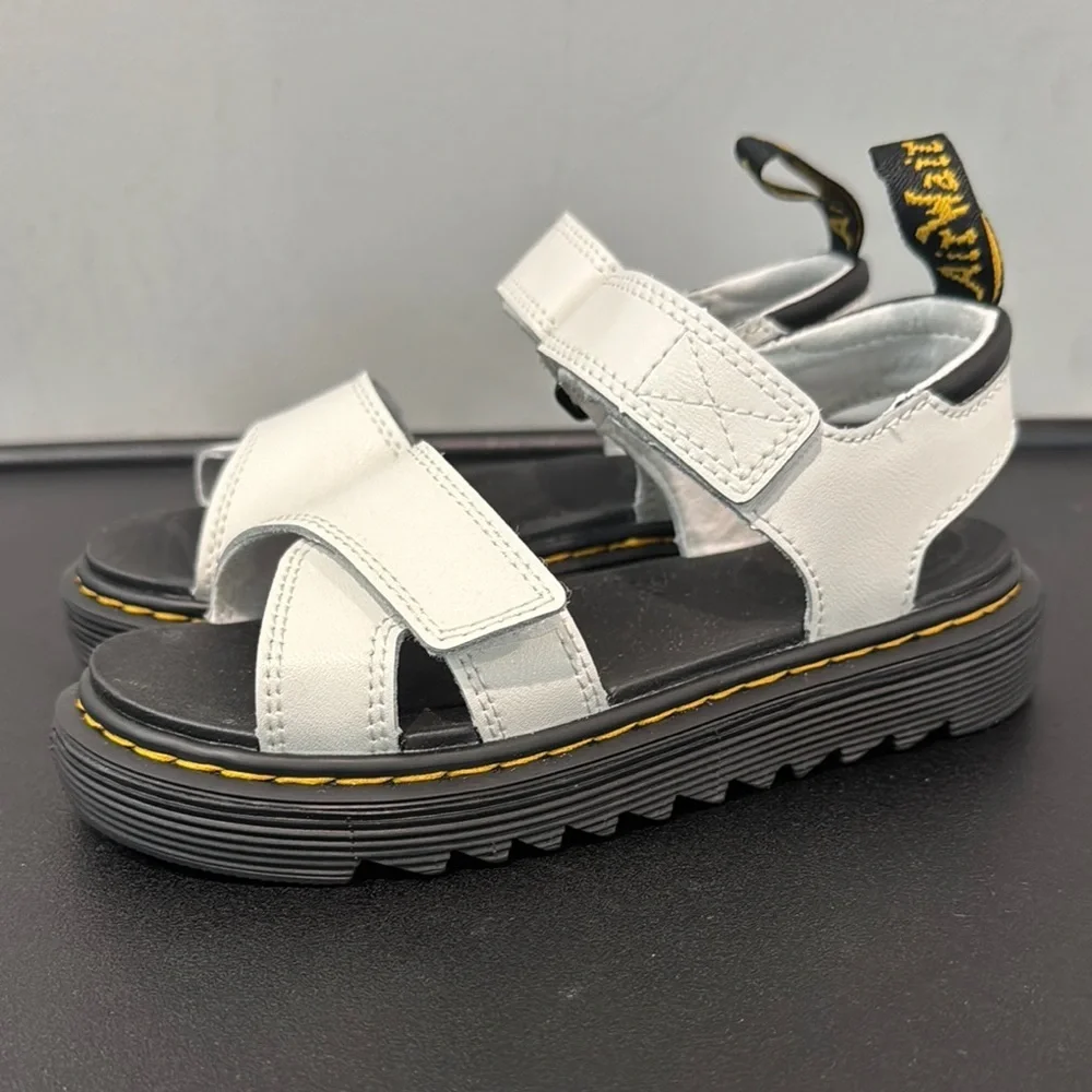 Dr. Martens Vossie Kids White T Lamper Leather Sandals Size 1 New